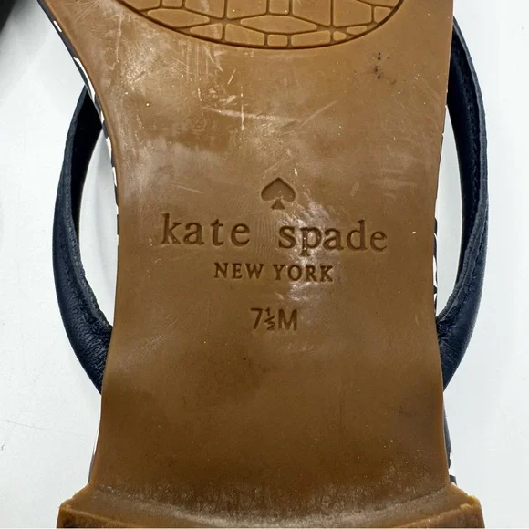 Kate Spade Mystic Bow Flats Sandals Navy White - Picture 8 of 8